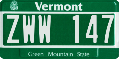 VT license plate ZWW147