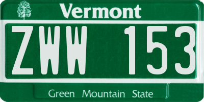 VT license plate ZWW153