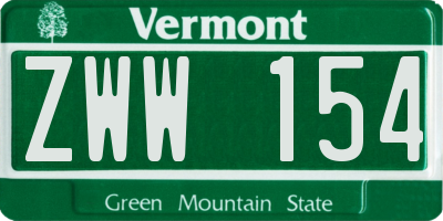 VT license plate ZWW154