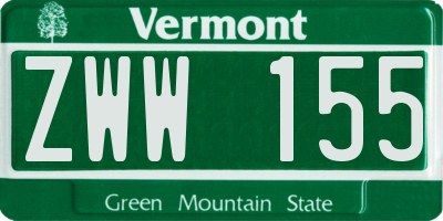 VT license plate ZWW155