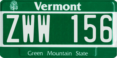 VT license plate ZWW156