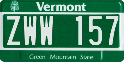 VT license plate ZWW157