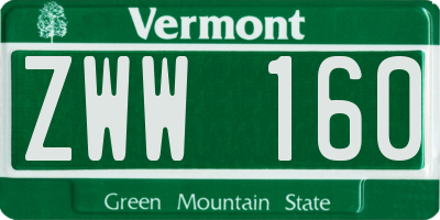 VT license plate ZWW160