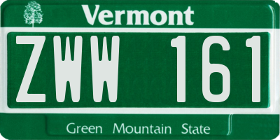 VT license plate ZWW161