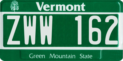 VT license plate ZWW162