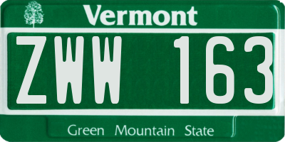 VT license plate ZWW163