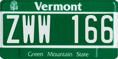VT license plate ZWW166
