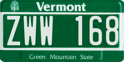 VT license plate ZWW168