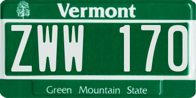 VT license plate ZWW170
