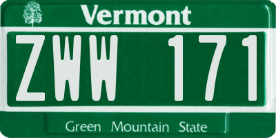 VT license plate ZWW171