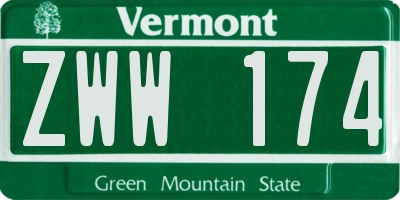 VT license plate ZWW174