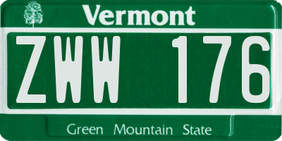 VT license plate ZWW176