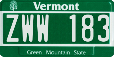 VT license plate ZWW183