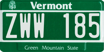 VT license plate ZWW185