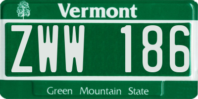 VT license plate ZWW186