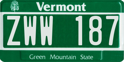 VT license plate ZWW187