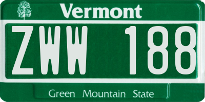 VT license plate ZWW188