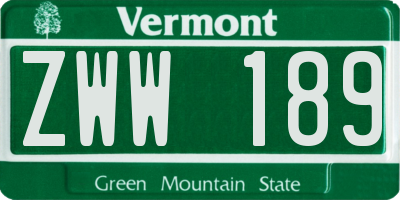 VT license plate ZWW189