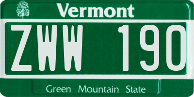 VT license plate ZWW190