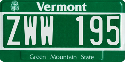VT license plate ZWW195