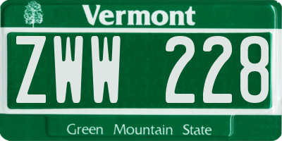 VT license plate ZWW228