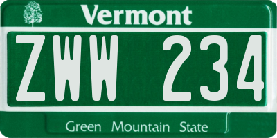 VT license plate ZWW234