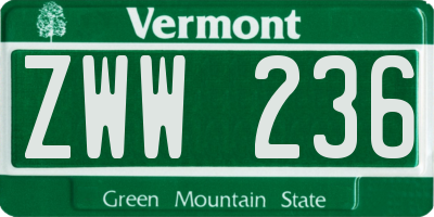 VT license plate ZWW236