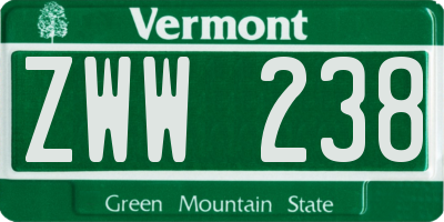 VT license plate ZWW238