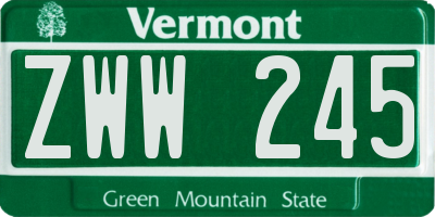 VT license plate ZWW245