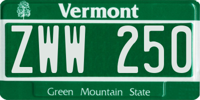 VT license plate ZWW250