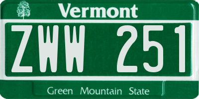 VT license plate ZWW251
