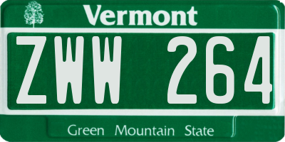 VT license plate ZWW264