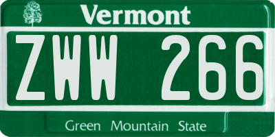 VT license plate ZWW266