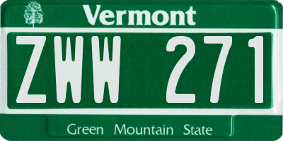 VT license plate ZWW271