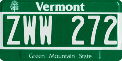 VT license plate ZWW272