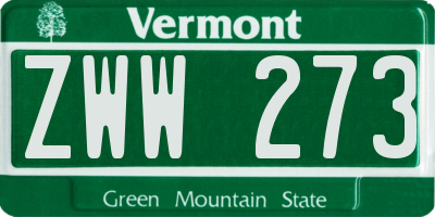 VT license plate ZWW273