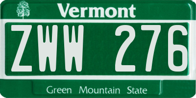 VT license plate ZWW276