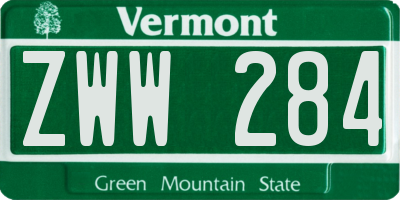 VT license plate ZWW284