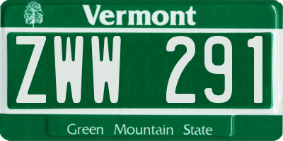 VT license plate ZWW291