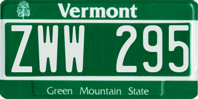 VT license plate ZWW295