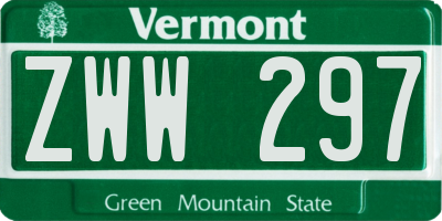 VT license plate ZWW297