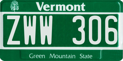 VT license plate ZWW306