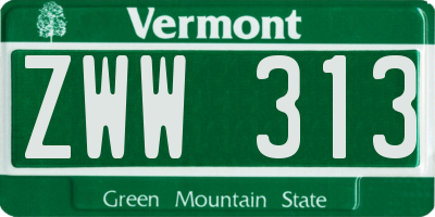 VT license plate ZWW313