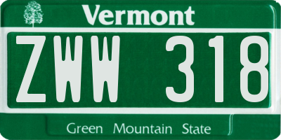VT license plate ZWW318