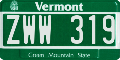 VT license plate ZWW319