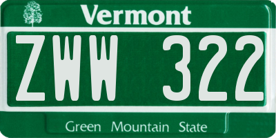 VT license plate ZWW322