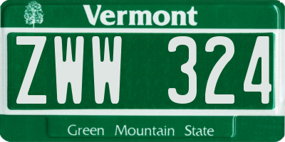 VT license plate ZWW324