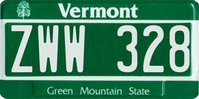 VT license plate ZWW328
