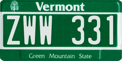 VT license plate ZWW331