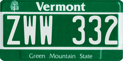 VT license plate ZWW332